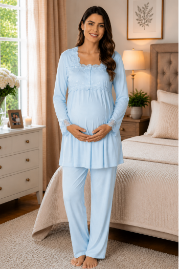 Effortt 2403 Mavi Lohusa Pijama Takım